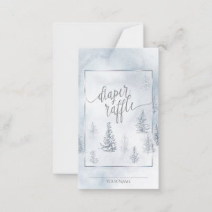 Diaper Raffle Silver Blue Winter Wonderland Advice Card