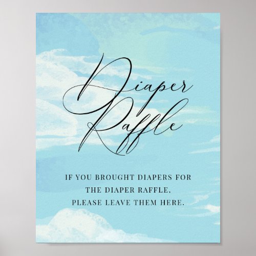 Diaper Raffle Sky Clouds Blue Baby Shower Sign - Diaper Raffle Sky Clouds Blue Baby Shower Sign