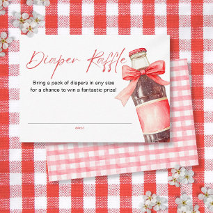 Diaper Raffle Soda Bottle Red Bow Baby Shower Enclosure Card