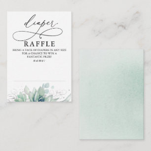 Diaper Raffle Soft Greenery Baby Shower Ticket Enclosure Card