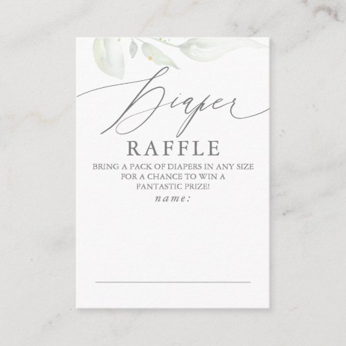 Diaper Raffle Soft Greenery Baby Shower Ticket Enclosure Card