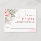 Diaper Raffle Soft Pink Floral Baby Shower Ticket Enclosure Card (Front)