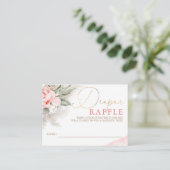 Diaper Raffle Soft Pink Floral Baby Shower Ticket Enclosure Card (Standing Front)