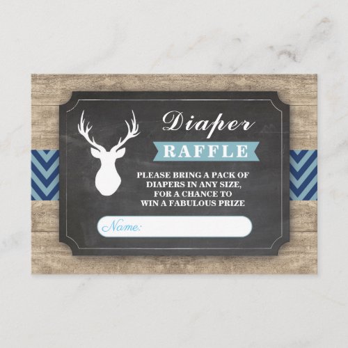 Diaper Raffle Stag Baby Shower Rustic Boy Blue Enclosure Card
