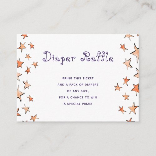 Diaper raffle stars purple baby shower insert card