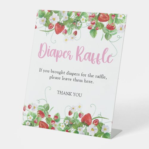Diaper Raffle Strawberry Baby Shower Pedestal Sign