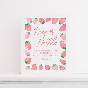 Diaper Raffle Strawberry Baby Shower Poster