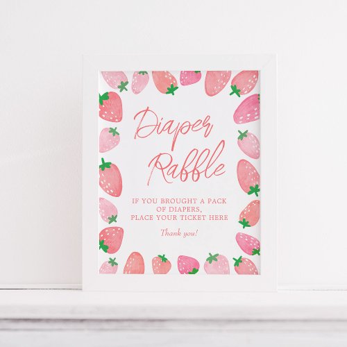 Diaper Raffle Strawberry Baby Shower  Poster