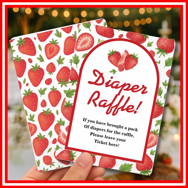 Diaper Raffle Strawberry Berry Sweet Game Invitation (Creator Uploaded)