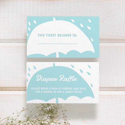 Diaper Raffle Stylish Umbrella Rain Baby Shower Enclosure Card
