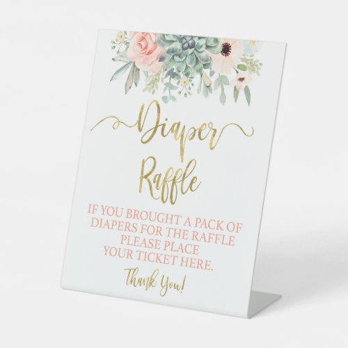 Diaper Raffle succulent Pedestal Sign