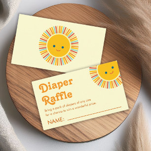 Diaper Raffle Sun Baby Shower Cute Orange Yellow Enclosure Card