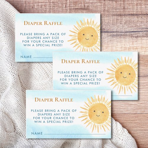 Diaper Raffle Sun Boys Baby Shower Enclosure Card