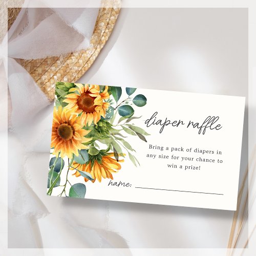 Diaper Raffle  Sunflower Baby Shower  Enclosure Card