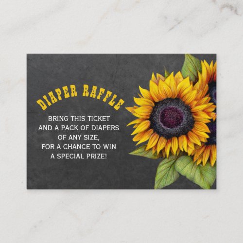 Diaper raffle sunflowers baby shower insert card