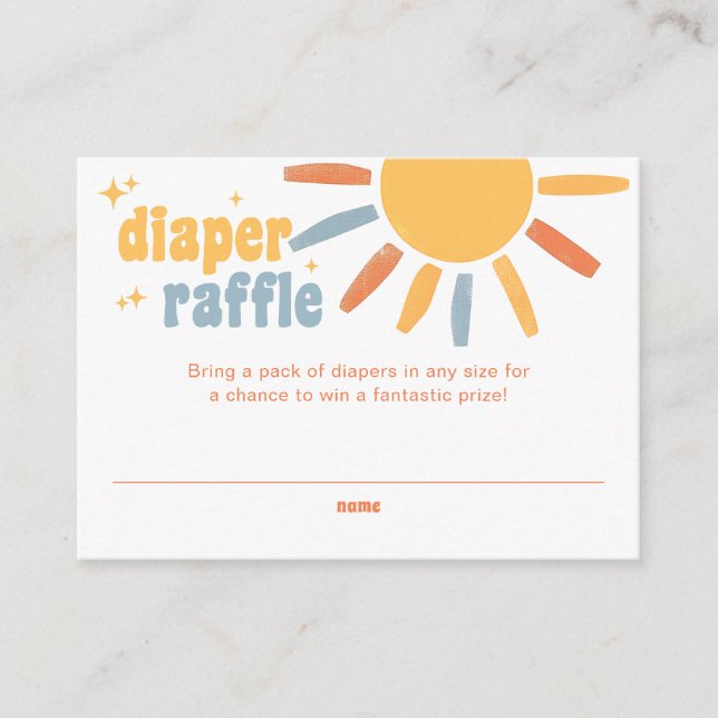 Diaper Raffle Sunshine Baby Shower Enclosure Card (Front)