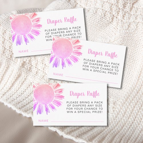 Diaper Raffle Sunshine Girls Baby Shower Enclosure Card