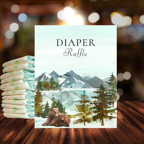 Diaper Raffle Table Adventure Bears Baby Shower Poster