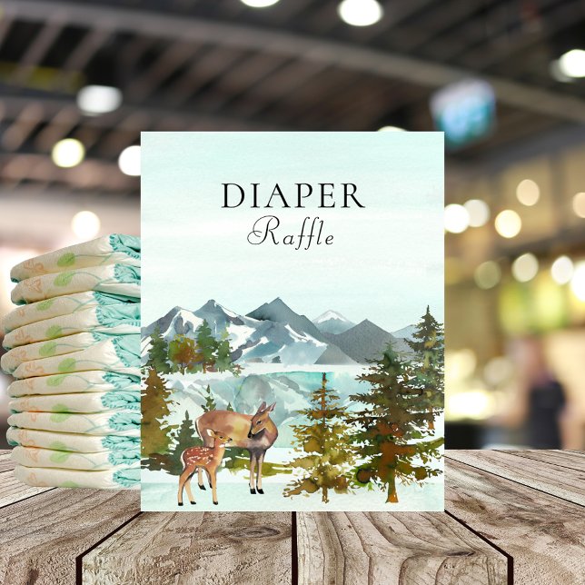 Diaper Raffle Table Rustic Deer Baby Shower Poster (Creator Uploaded)