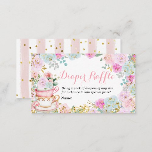 Diaper Raffle Tea Party Pastel Floral Enclosure Card