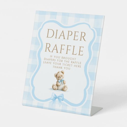 Diaper Raffle Teddy Bear Baby Shower Table Sign