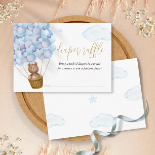 Diaper Raffle Teddy Bear Blue Boy Baby Shower Enclosure Card