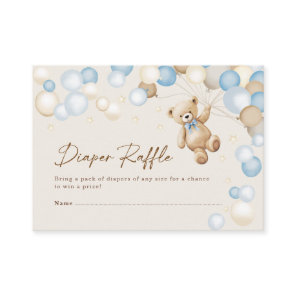 Diaper Raffle Teddy Bear Boy Baby Shower Enclosure Card