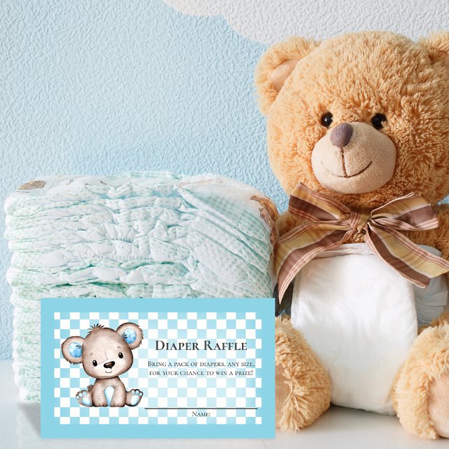 Diaper Raffle Teddy Bear Picnic Baby Shower Game Enclosure Card (Creator Uploaded)