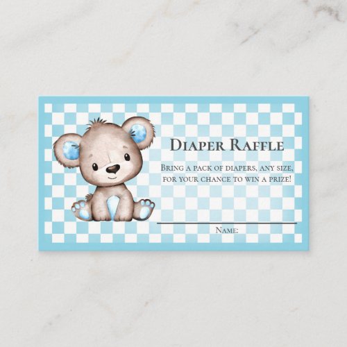Diaper Raffle Teddy Bear Picnic Baby Shower Game Enclosure Card