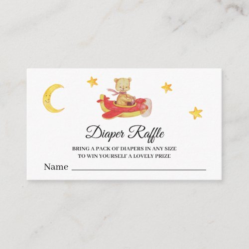  Diaper Raffle Teddy Bear Plane Moon Stars Enclosure Card