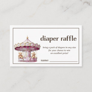 Diaper Raffle Teddy Bear Twin Girls Baby Shower Enclosure Card