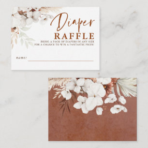 Diaper Raffle Terracotta Floral Baby Shower Ticket Enclosure Card