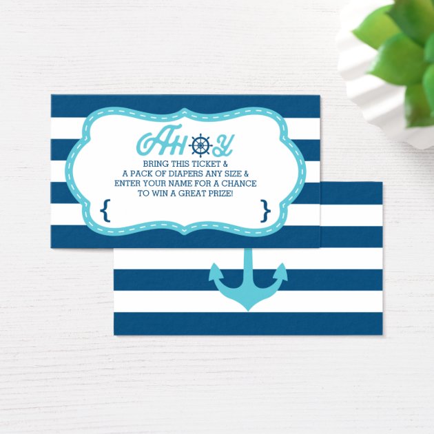 Diaper Raffle Ticket, Ahoy, Nautical, Navy, Teal Business Card