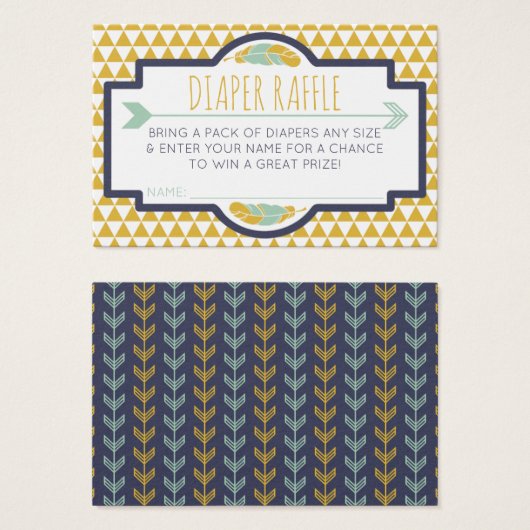 Diaper Raffle Ticket, Aztec, Arrows, Tribal (Front & Back)