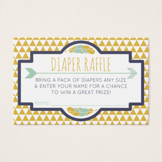 Diaper Raffle Ticket, Aztec, Arrows, Tribal (Front)