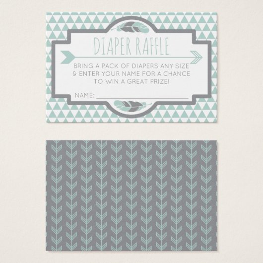 Diaper Raffle Ticket, Aztec, Arrows, Tribal (Front & Back)