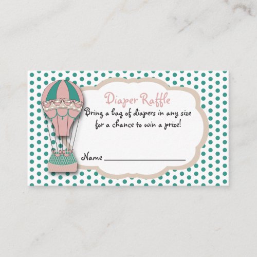 Diaper Raffle Ticket Baby shower Hot air Balloon Enclosure Card