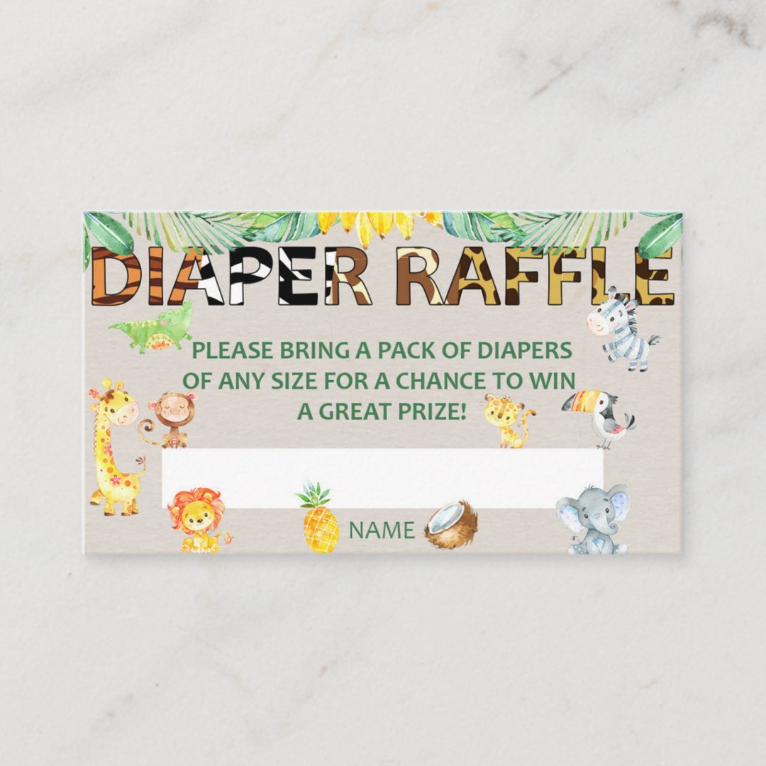 Diaper Raffle Ticket Baby Shower Jungle Safari Enclosure Card | Zazzle