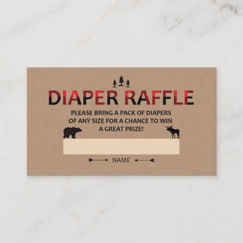 Diaper Raffle Ticket Baby Shower Lumberjack Plaid Enclosure Card