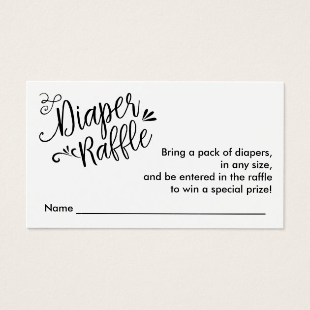 Diaper Raffle Ticket, Black Script | Custom Color Business Card