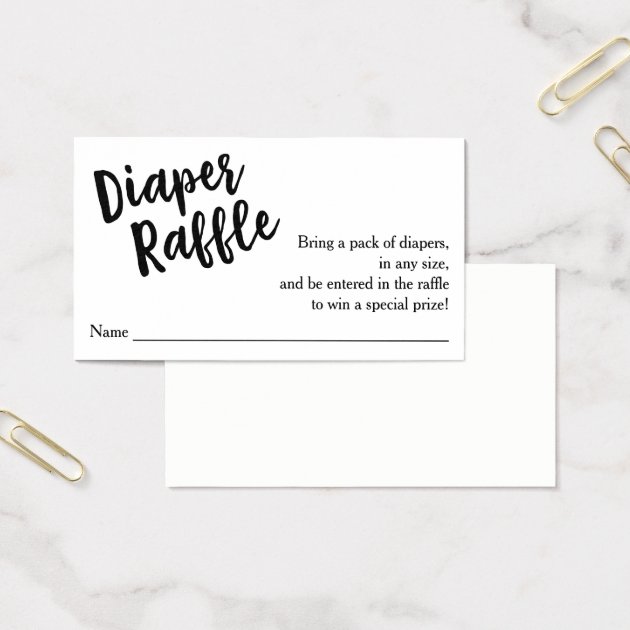 Diaper Raffle Ticket, Black Script | Custom Color Business Card