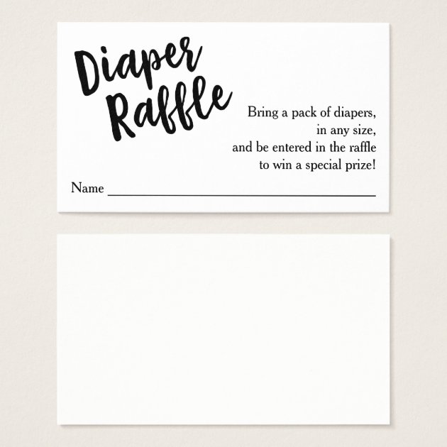 Diaper Raffle Ticket, Black Script | Custom Color Business Card