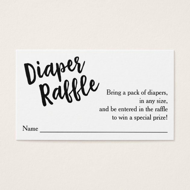 Diaper Raffle Ticket, Black Script | Custom Color Business Card