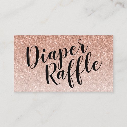 Diaper Raffle Ticket Black Script  Rosegold Enclosure Card