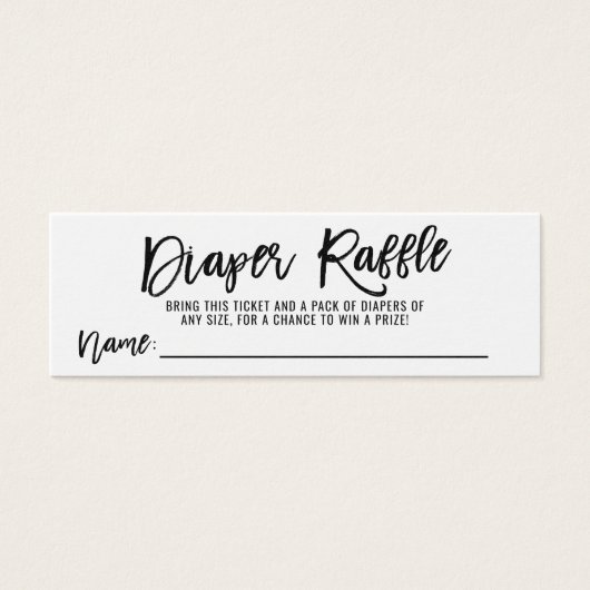 DIAPER RAFFLE Ticket Black White Baby Shower (Front)