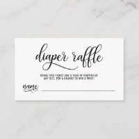 DIAPER RAFFLE Ticket black & white Baby Shower Enclosure Card