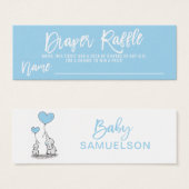 DIAPER RAFFLE Ticket Blue Elephant Baby Shower (Front & Back)