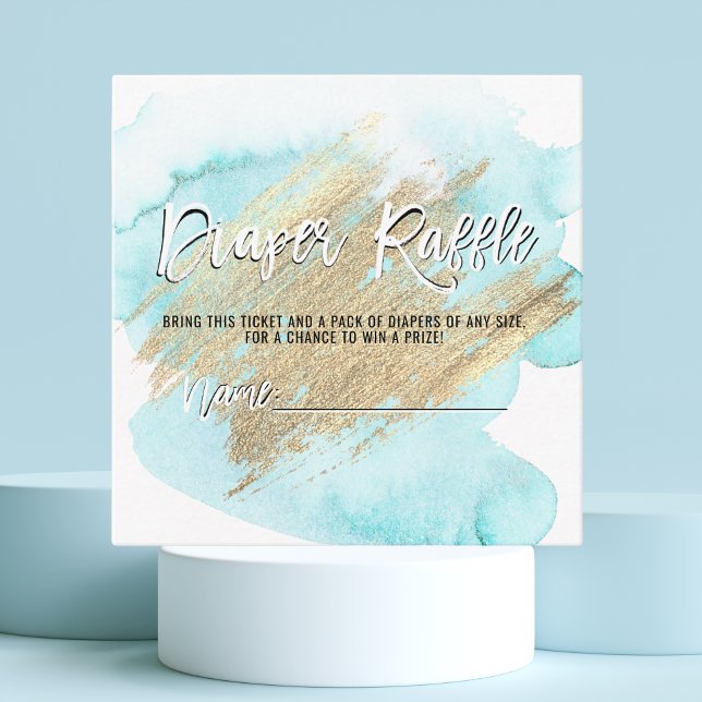 DIAPER RAFFLE Ticket Blue Gold BOY Baby Shower Enclosure Card (Creator Uploaded)