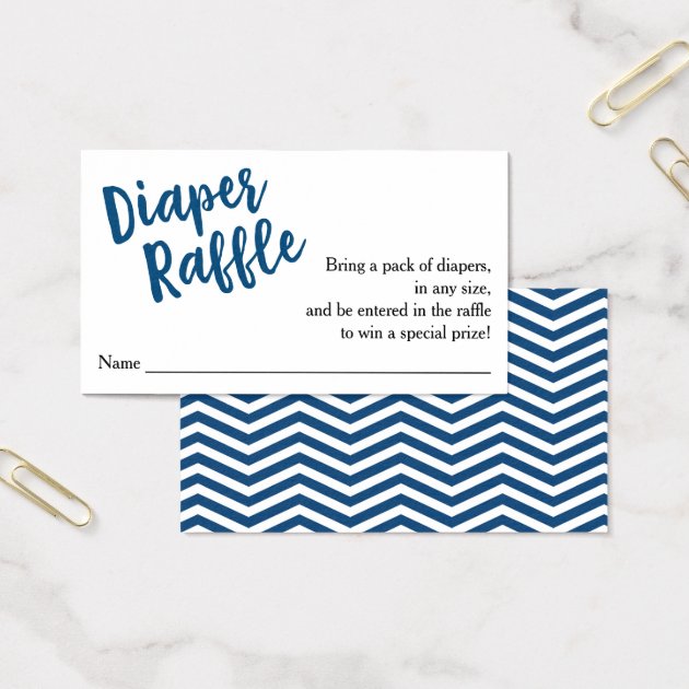 Diaper Raffle Ticket-Blue Script Business Card