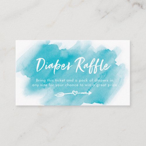 Diaper Raffle ticket  Blue watercolor Enclosure Card